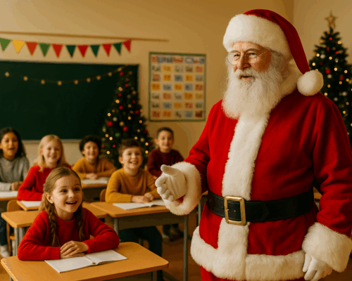 Moș Crăciun de închiriat pentru serbări la școli și grădinițe